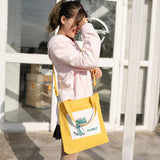 Girl Dinosaur Printed Canvas Shoulder Bag