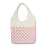 Vintage Crochet Eyelet Plaid High Capacity Shopping Bag