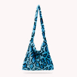 Female Animal Pattern Shoulder Bag Colorful Fluffly Top-handle Shopping Handbags