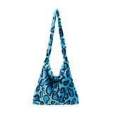 Female Animal Pattern Shoulder Bag Colorful Fluffly Top-handle Shopping Handbags