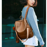 Women's Anti-theft Backpack Classic PU Leather Shoulder Bag