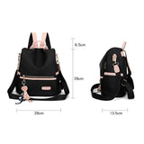 Female Backpack, Contrast Shoulders Bag Handbag with Cartoon Pendant in Wine Red