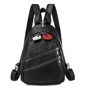 Female Backpack High PU Leather School Bags Girl Bagpack Multifunction