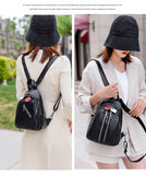 Female Backpack High PU Leather School Bags Girl Bagpack Multifunction