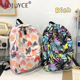Women's Preppy Style Cartoon Graffiti Backpack