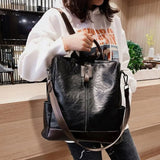 Female Backpack Multifunction Girls Leather School Shoulder Bag Travel Pack