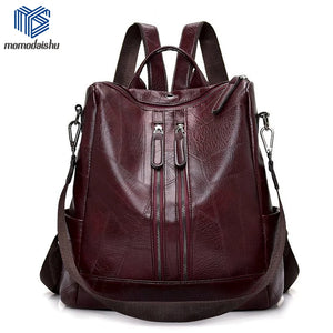 Girls Leather School Women Shoulder Bag Sac A Dos Travel Back Pack