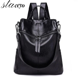 Women's Leather Travel Backpack Wild Travel Bag