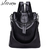 Women's Leather Travel Backpack Wild Travel Bag