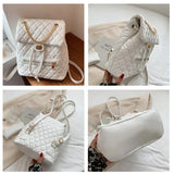 Women's Diamond Lattice Backpack Chains Shoulder Bag