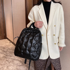 Women's Black Feather Down Travel Backpack Bagpack