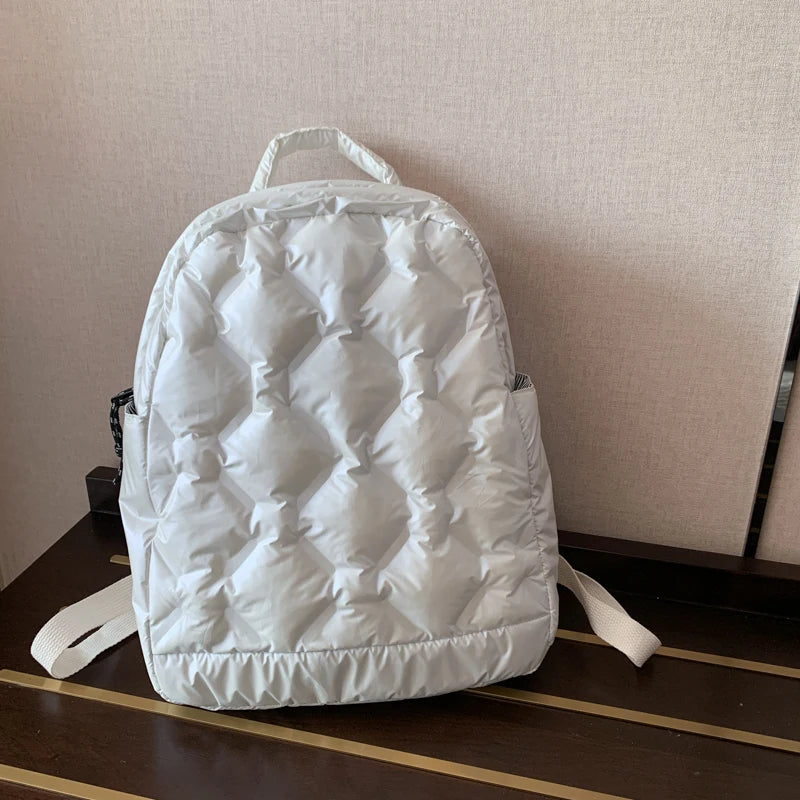 Women's Black Feather Down Travel Backpack Bagpack