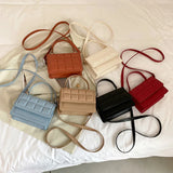 Small Square Shoulder Bag Embossed Crossbody Purse Handbag