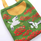 Chinese Elements Pattern Shoulder Bag Knitting Wool Handbag Tote
