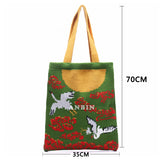 Chinese Elements Pattern Shoulder Bag Knitting Wool Handbag Tote