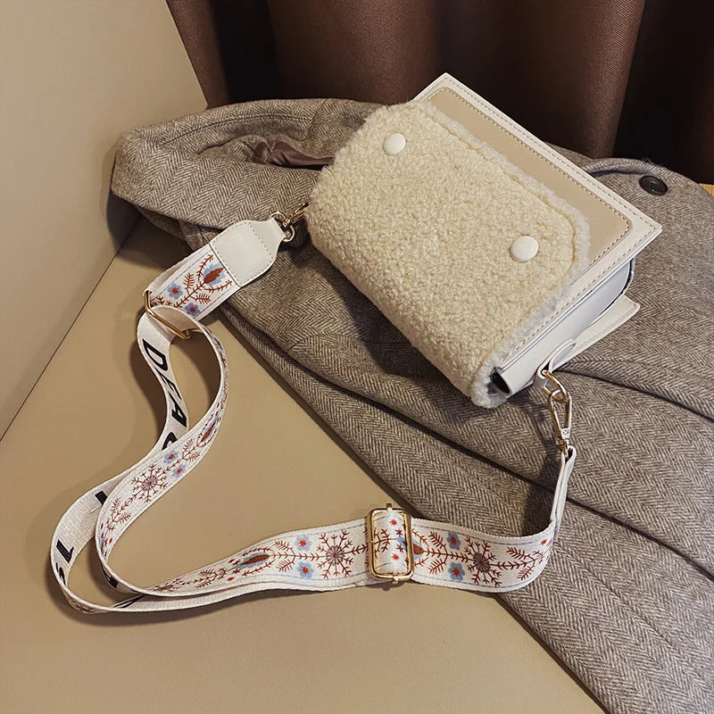 Plush Shoulder Bag Lamb Wool Winter Crossbody Bag
