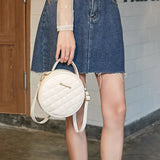 Embroidered Women Shoulder Small Round Bag Mobile Phone Messenger Crossbody