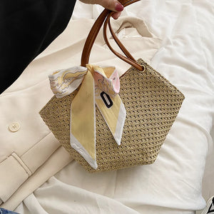 Summer Lace Beach Straw Handbags Large Capacity Hand Woven Totes Shopper Bags