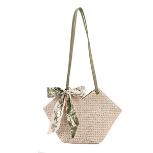 Summer Lace Beach Straw Handbags Large Capacity Hand Woven Totes Shopper Bags