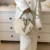 Summer Lace Beach Straw Handbags Large Capacity Hand Woven Totes Shopper Bags