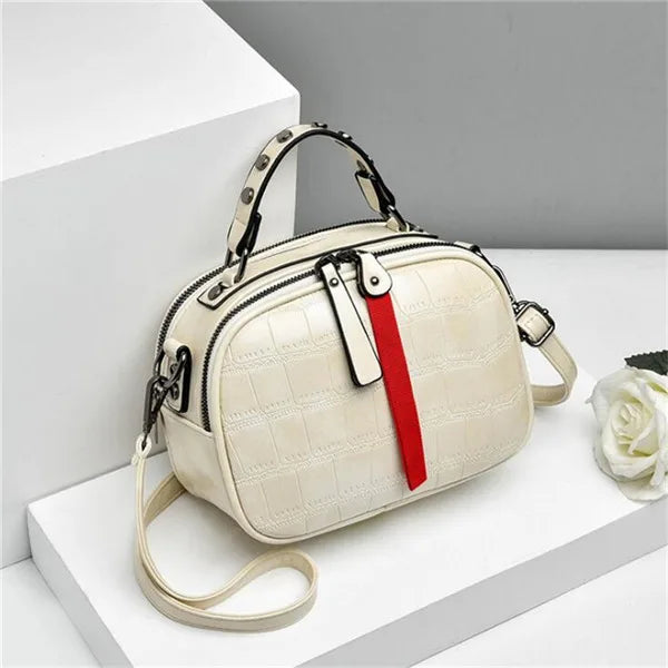 Small Shell Flap Messenger Bag Women Shoulder Tote Contrast Zipper Crossbody