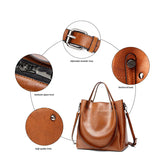 Women's Casual PU Leather Shoulder Bag Bucket Handbag