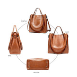 Women's Casual PU Leather Shoulder Bag Bucket Handbag