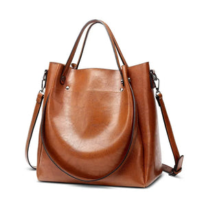 Women's Casual PU Leather Shoulder Bag Bucket Handbag