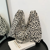 Canvas Leopard Tote Bag for Women Casual Shopping Shoulder Handbag