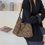 Canvas Leopard Tote Bag for Women Casual Shopping Shoulder Handbag