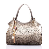 Female Ombre Handbags Floral Print Shoulder Bags Tassel Top-handle Bags