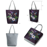 Floral Print Tote Bag Retro Birds Beach Bag