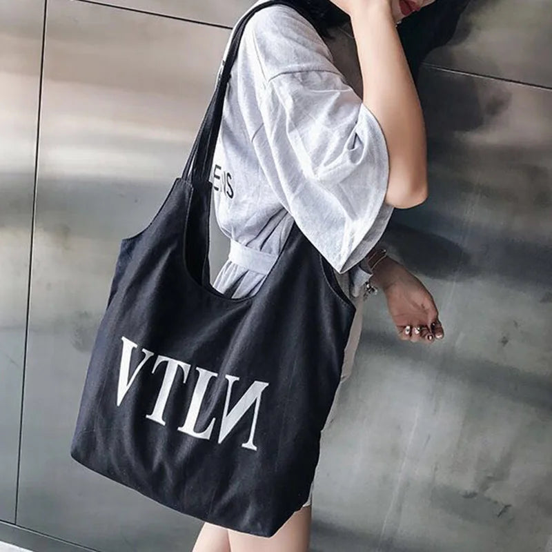 Female Big Canvas Shopping Tote Bag Reusable Extra Large Grocery Bag Eco