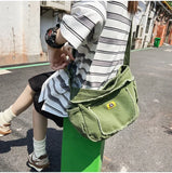 Women's Canvas Fabric Y2k Grunge Shoulder Bag Medium Size Frayed Edge