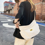 Women's Canvas Fabric Y2k Grunge Shoulder Bag Medium Size Frayed Edge