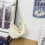 Women's Canvas Fabric Y2k Grunge Shoulder Bag Medium Size Frayed Edge