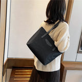 Female Big Capacity Handbags Shopping Travel Totes PU Linen Shoulder Bags