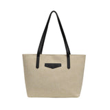 Female Big Capacity Handbags Shopping Travel Totes PU Linen Shoulder Bags