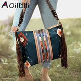 Boho Style Woman Retro Quilted Crossbody Bag