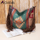 Boho Style Woman Retro Quilted Crossbody Bag
