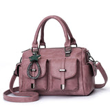 Soft Leather Boston Bag Large Capacity Women's Shoulder Bag