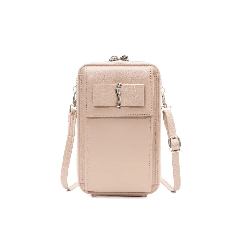 Female Bowknot Large Capacity Messenger Bag Solid Ladies Single Shoulder Purse