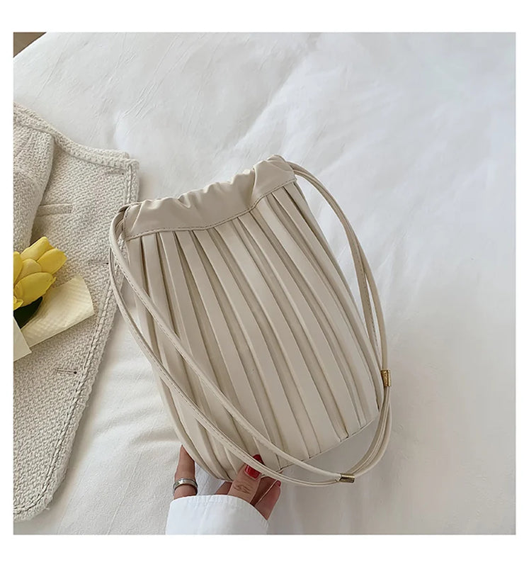 Female Bucket Shopping Bag Soft Leather Tote Bag Large Capacity Handbags Women