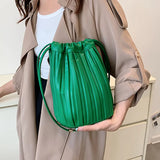 Female Bucket Shopping Bag Soft Leather Tote Bag Large Capacity Handbags Women