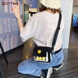 Female Canvas Bag Cartoon Chicken Messenger Bags For Outdoor Bag