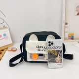Female Canvas Bag Cartoon Rabbit Zipper Messenger Bags For Women