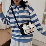 Female Canvas Bag Cartoon Rabbit Zipper Messenger Bags For Women