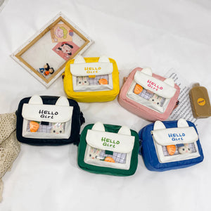 Female Canvas Bag Cartoon Rabbit Zipper Messenger Bags For Women