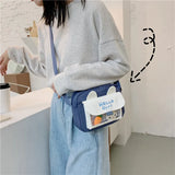 Female Canvas Bag Cartoon Rabbit Zipper Messenger Bags For Women