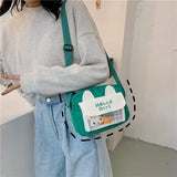 Female Canvas Bag Cartoon Rabbit Zipper Messenger Bags For Women
